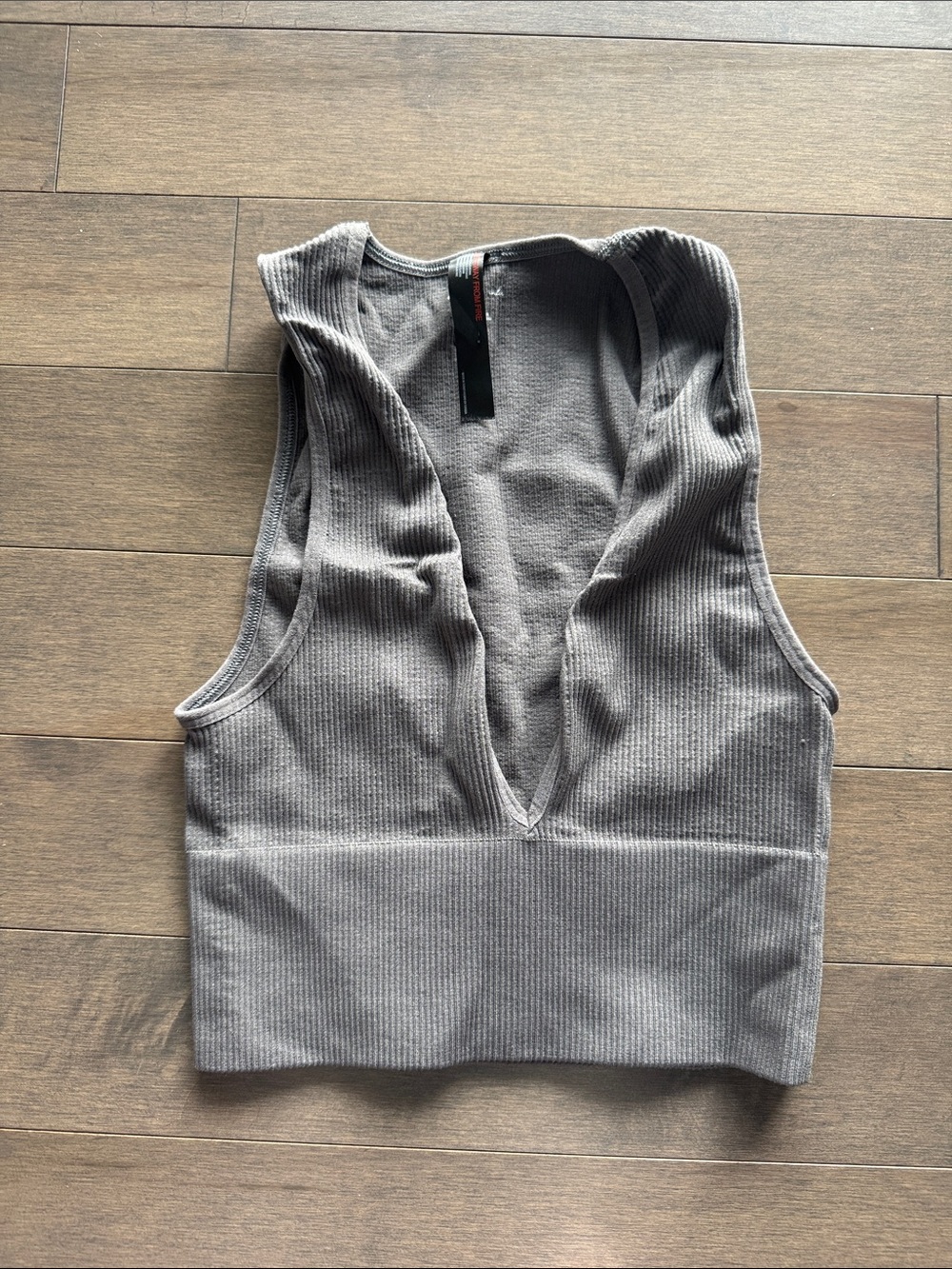 Urban Outfitters Gray Ribbed Deep V Crop Tank